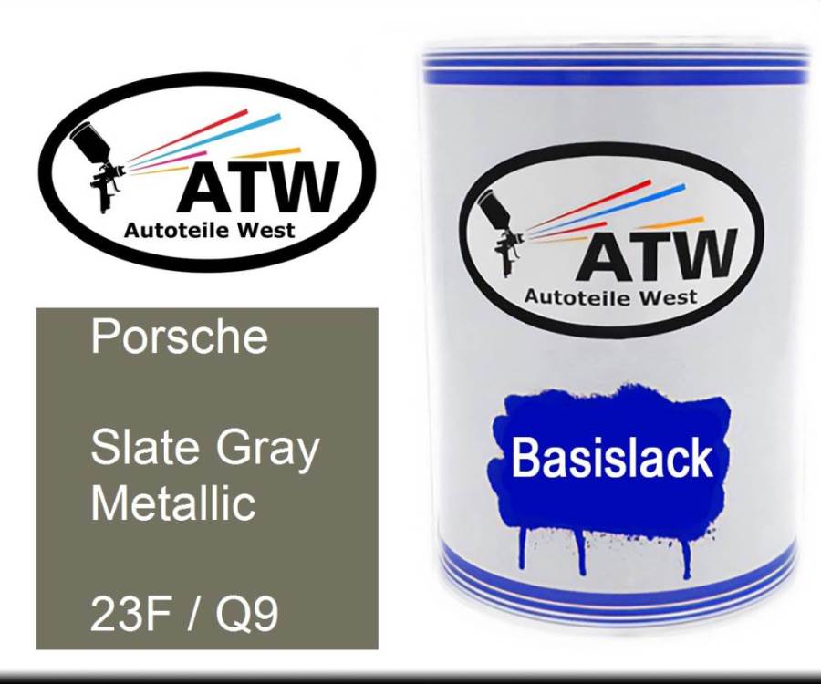 Porsche, Slate Gray Metallic, 23F / Q9: 500ml Lackdose, von ATW Autoteile West.
